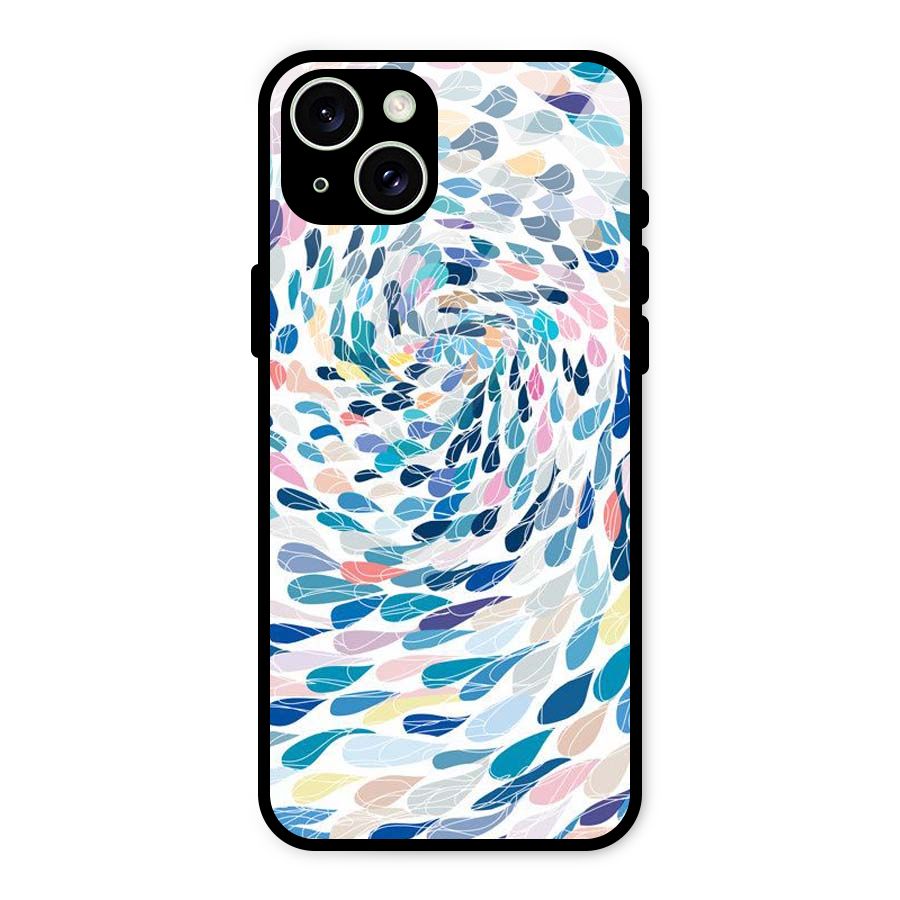 Color Droplets Swirls Glass Back Case for iPhone 15 Plus