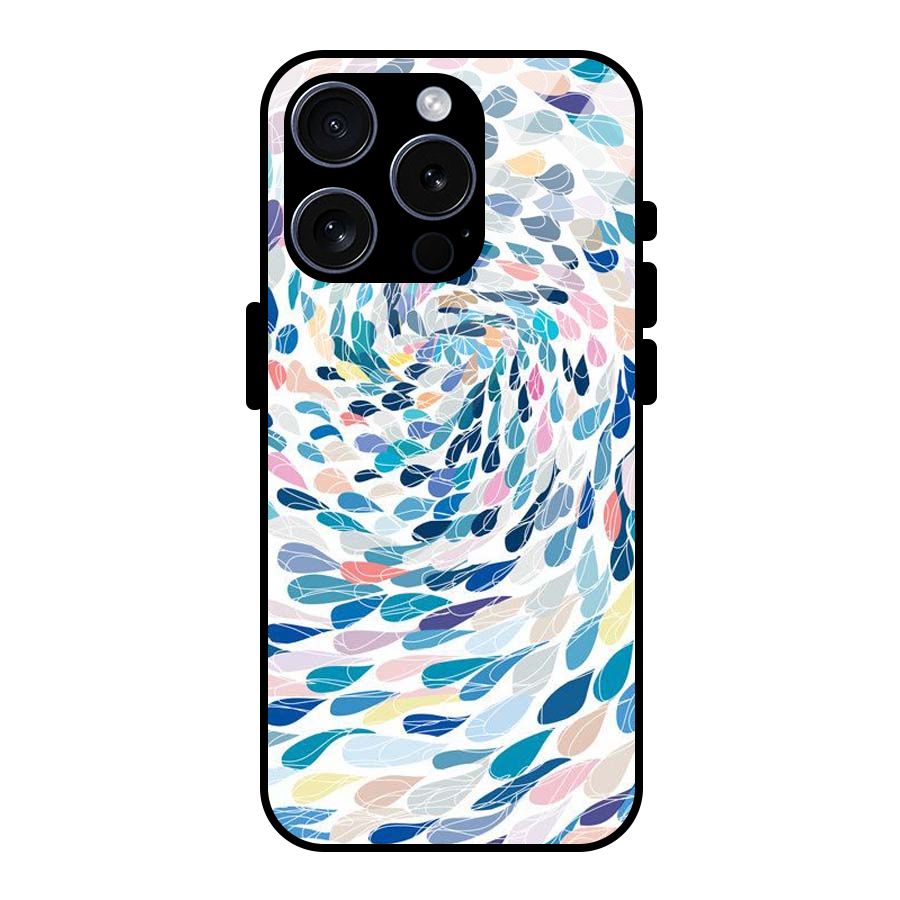 Color Droplets Swirls Glass Back Case for iPhone 15 Pro