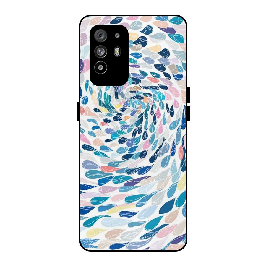 Color Droplets Swirls Metal Back Case for Oppo F19 Pro Plus 5G