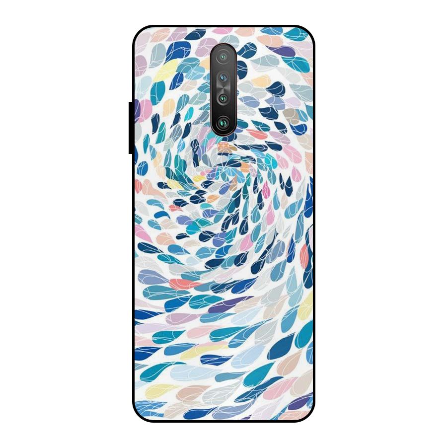 Color Droplets Swirls Metal Back Case for Poco X2