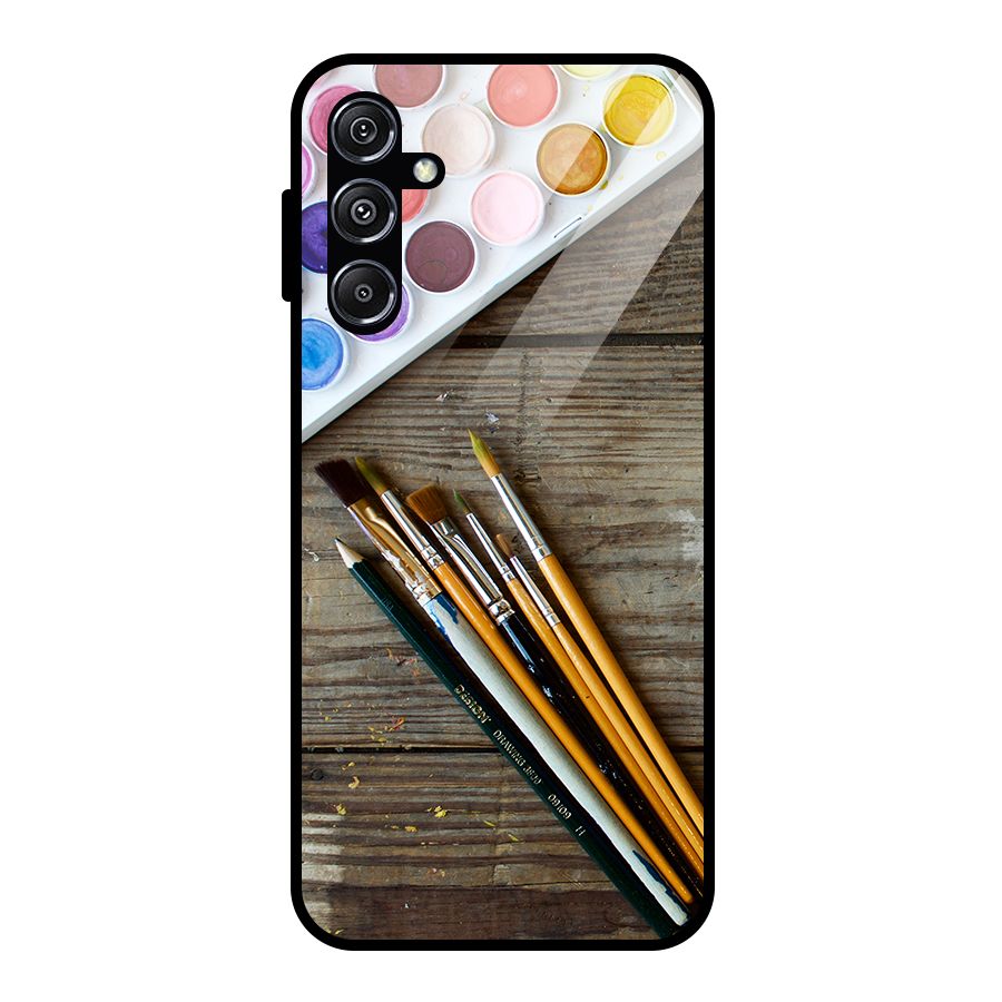 Color Palette and Brush Glass Back Case for Galaxy M34 5G
