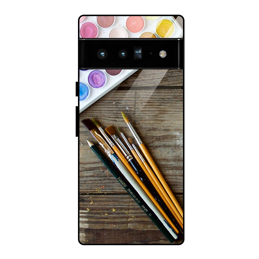 Color Palette and Brush Glass Back Case for Google Pixel 6 Pro