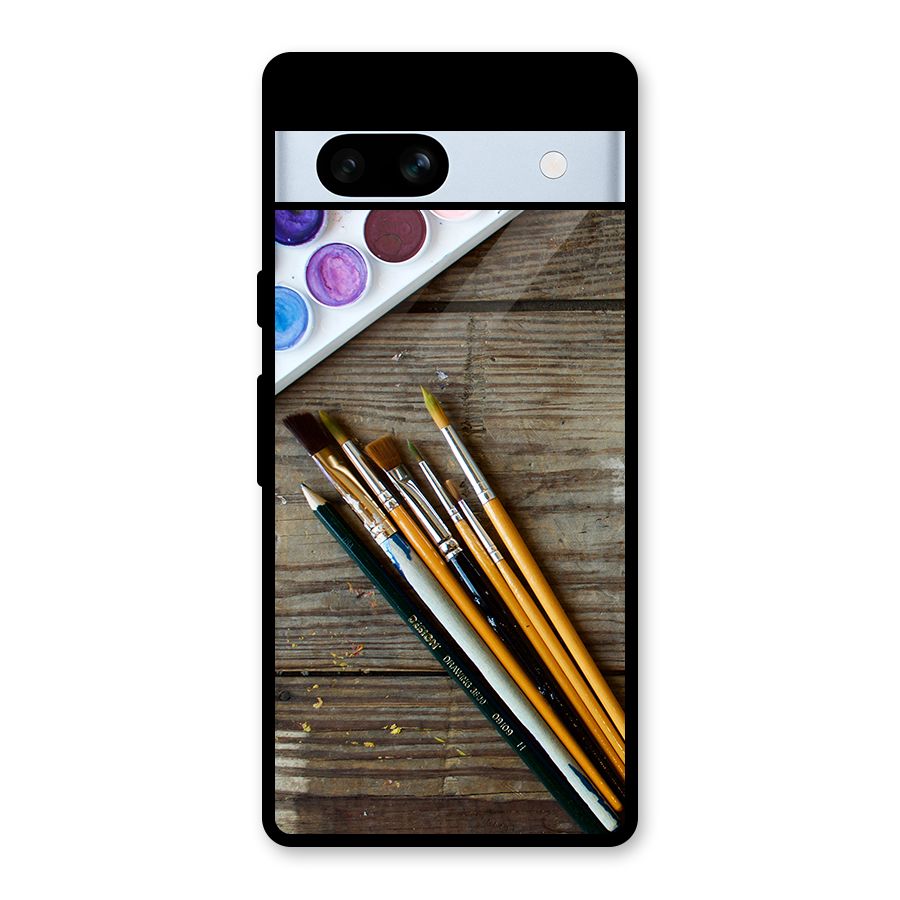Color Palette and Brush Glass Back Case for Google Pixel 7a