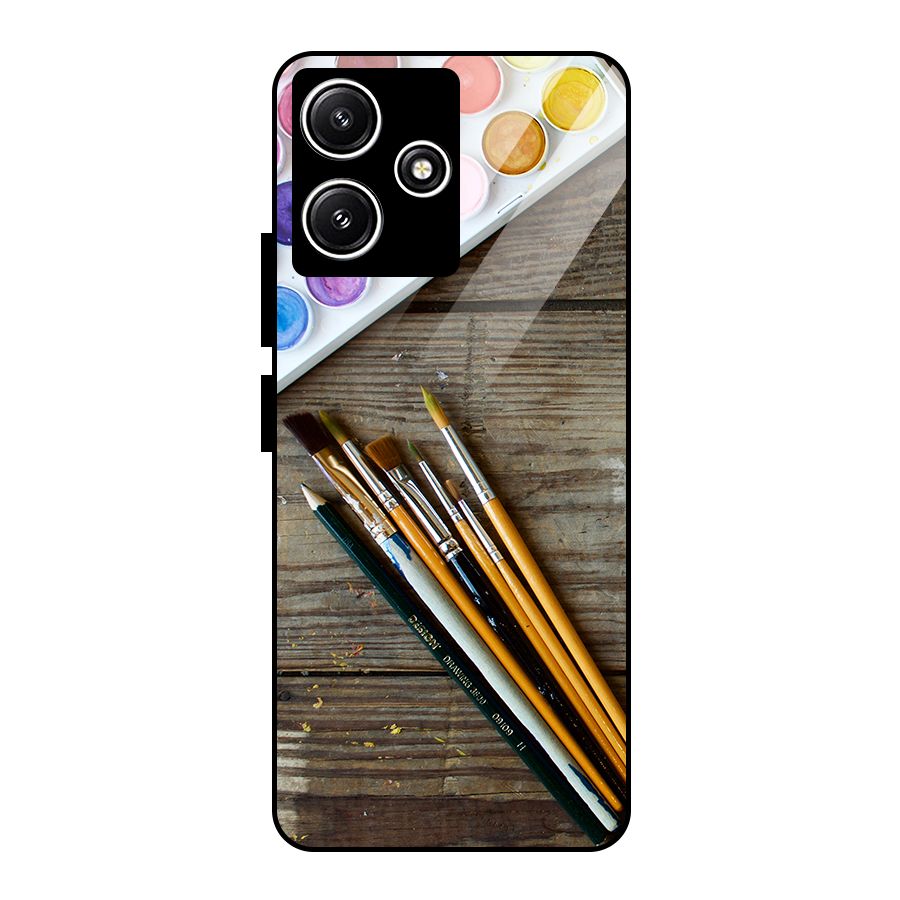 Color Palette and Brush Glass Back Case for Poco M6 Pro