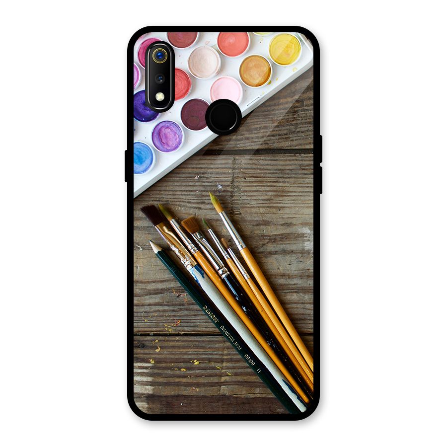 Color Palette and Brush Glass Back Case for Realme 3