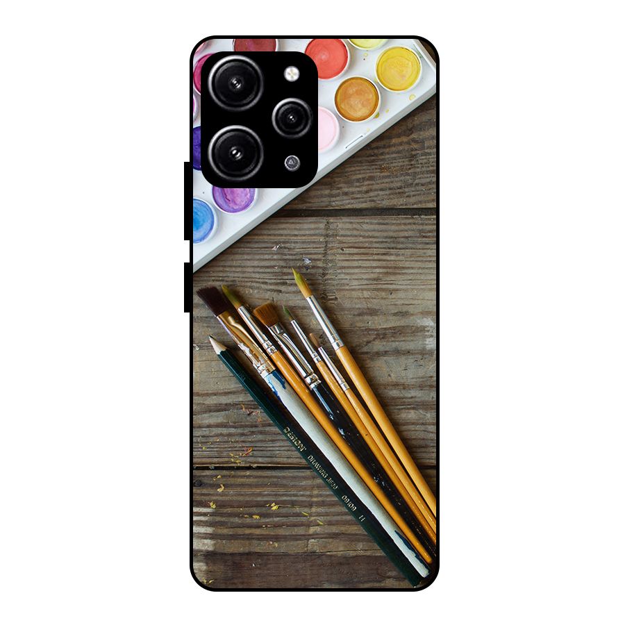 Color Palette and Brush Glass Back Case for Redmi 12 4G