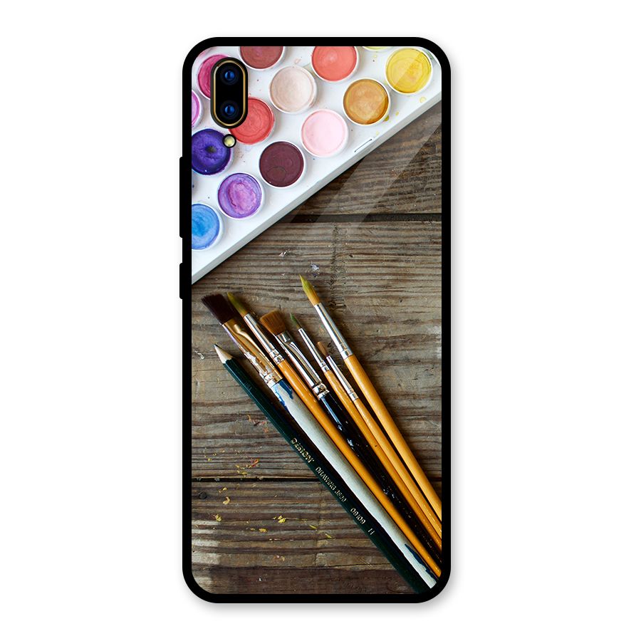 Color Palette and Brush Glass Back Case for Vivo V11 Pro