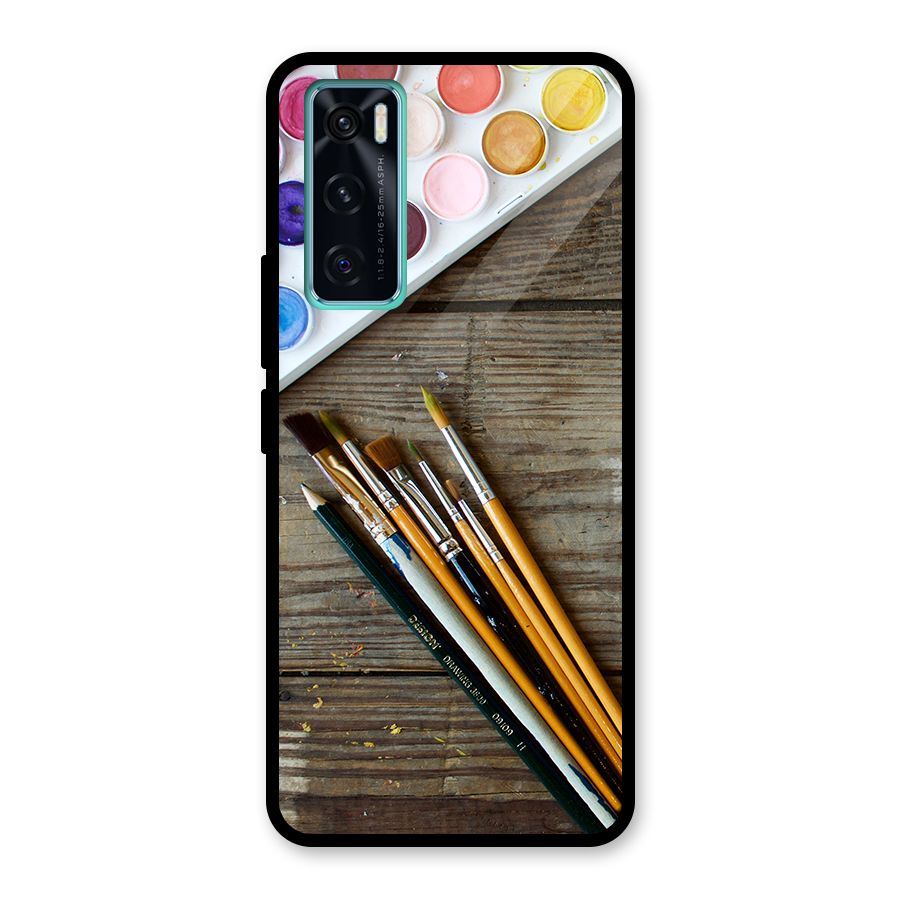 Color Palette and Brush Glass Back Case for Vivo V20 SE