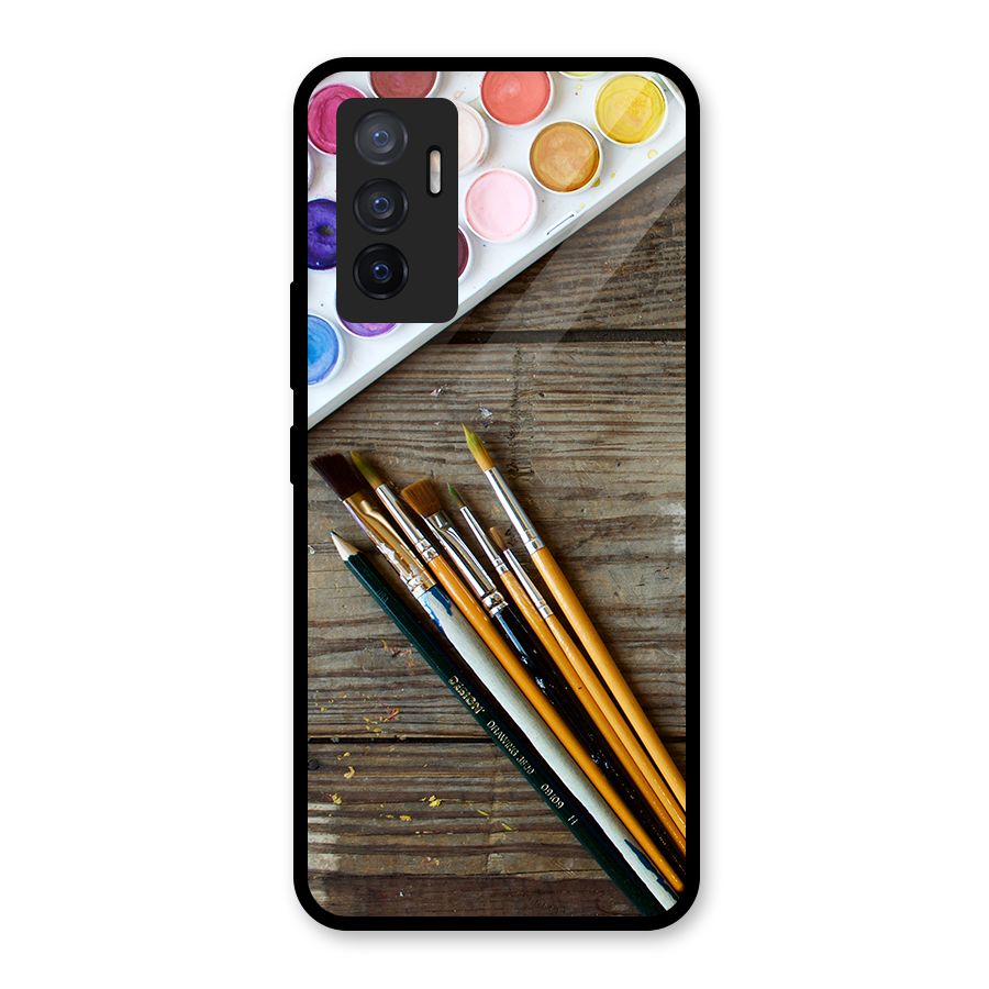 Color Palette and Brush Glass Back Case for Vivo V23e