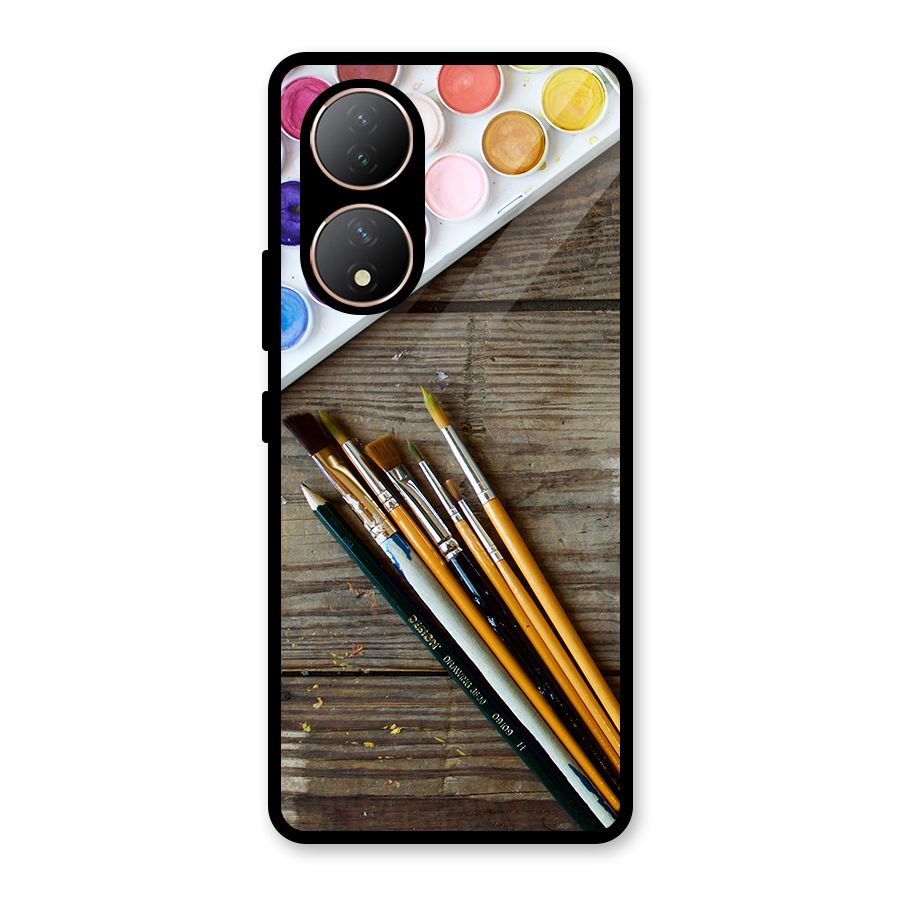 Color Palette and Brush Glass Back Case for Vivo Y100A