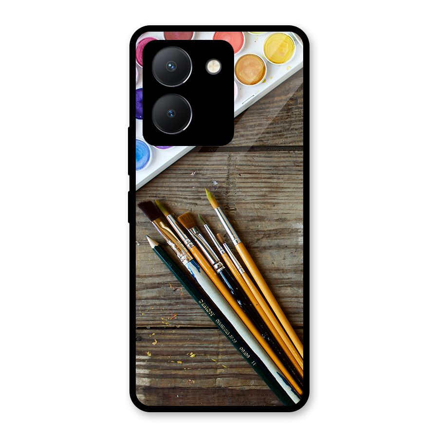 Color Palette and Brush Glass Back Case for Vivo Y36