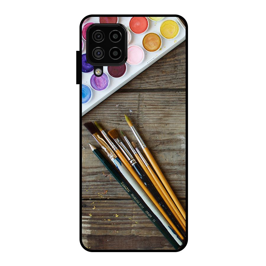 Color Palette and Brush Metal Back Case for Galaxy A22 4G