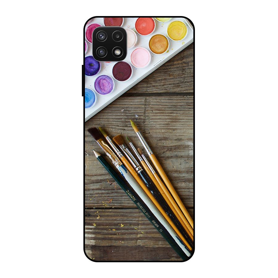 Color Palette and Brush Metal Back Case for Galaxy A22 5G