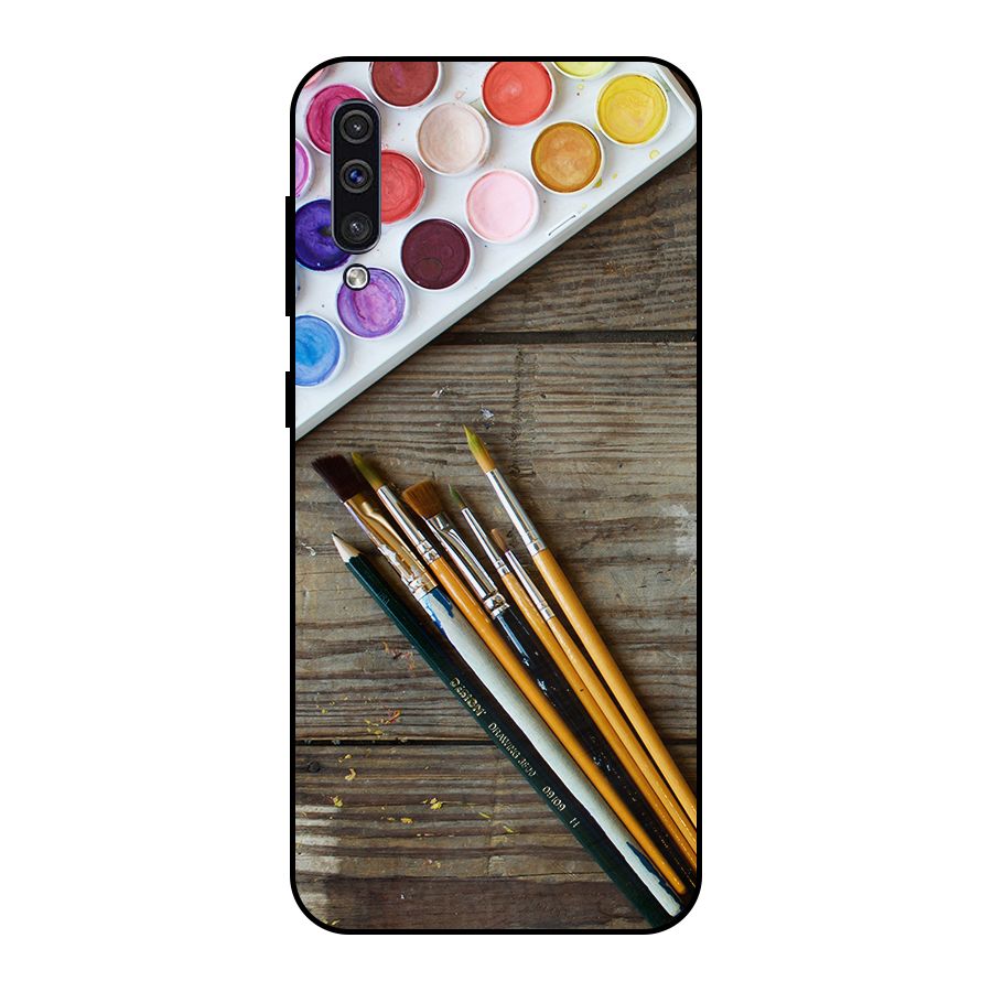 Color Palette and Brush Metal Back Case for Galaxy A50s