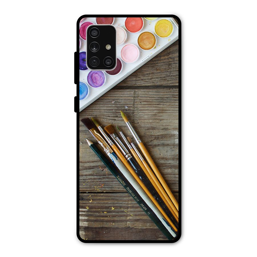 Color Palette and Brush Metal Back Case for Galaxy A71
