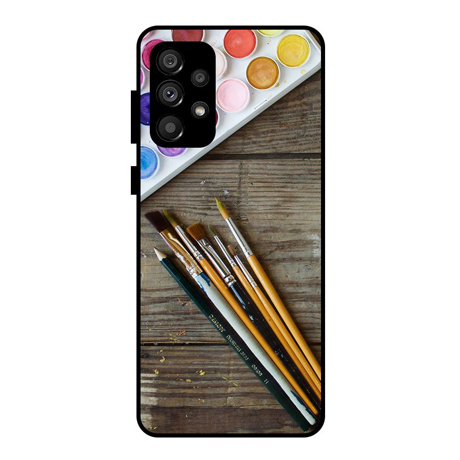 Color Palette and Brush Metal Back Case for Galaxy A73 5G