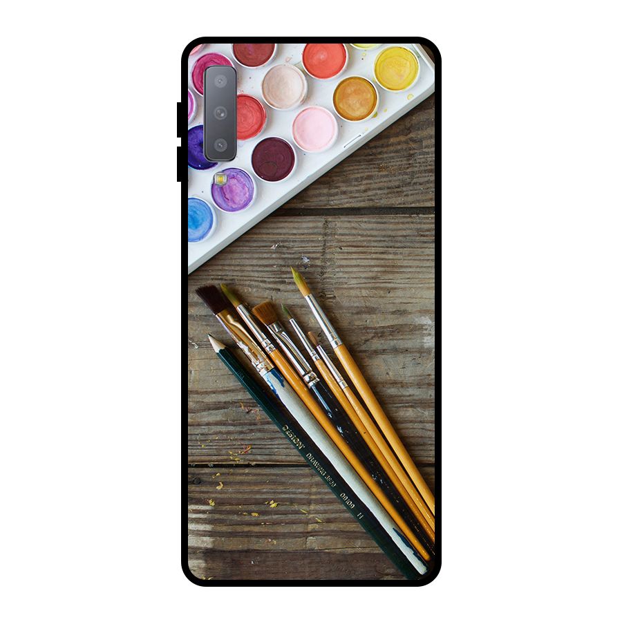 Color Palette and Brush Metal Back Case for Galaxy A7 (2018)