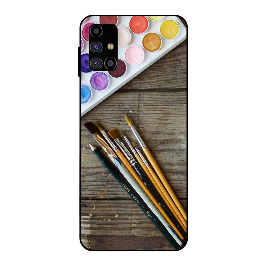 Color Palette and Brush Metal Back Case for Galaxy M31s