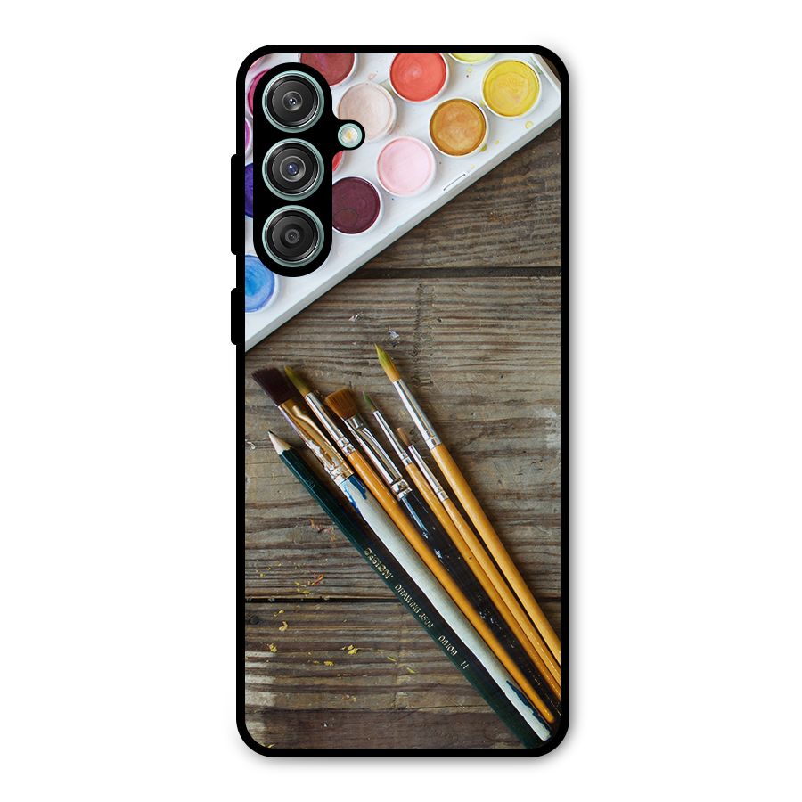Color Palette and Brush Metal Back Case for Galaxy M55 5G