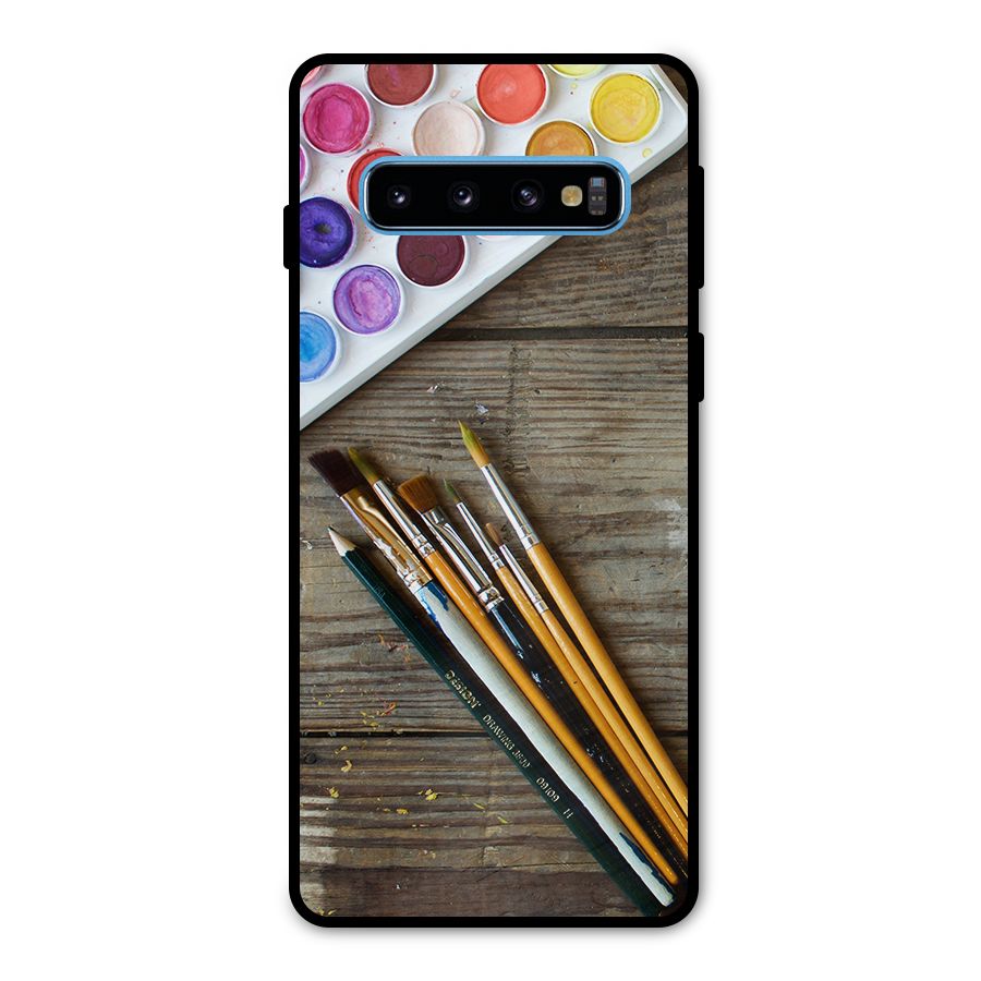 Color Palette and Brush Metal Back Case for Galaxy S10
