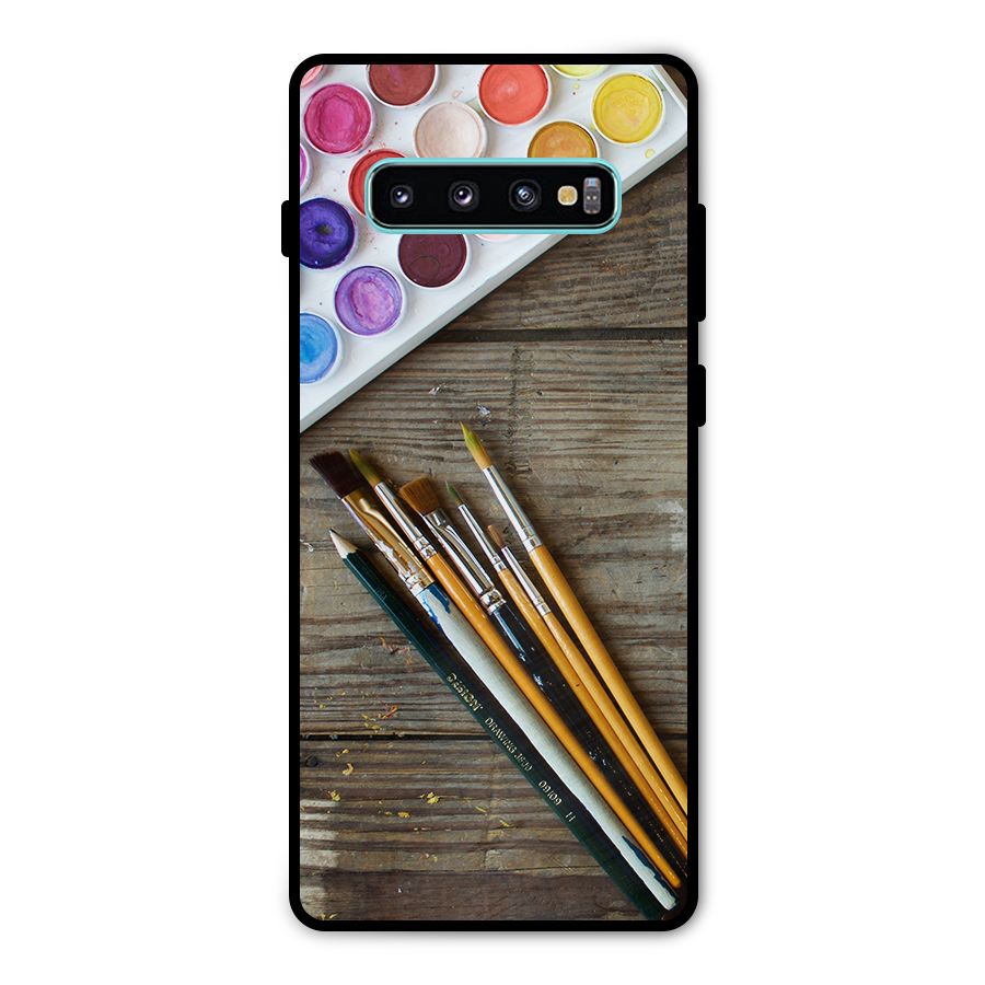 Color Palette and Brush Metal Back Case for Galaxy S10 Plus