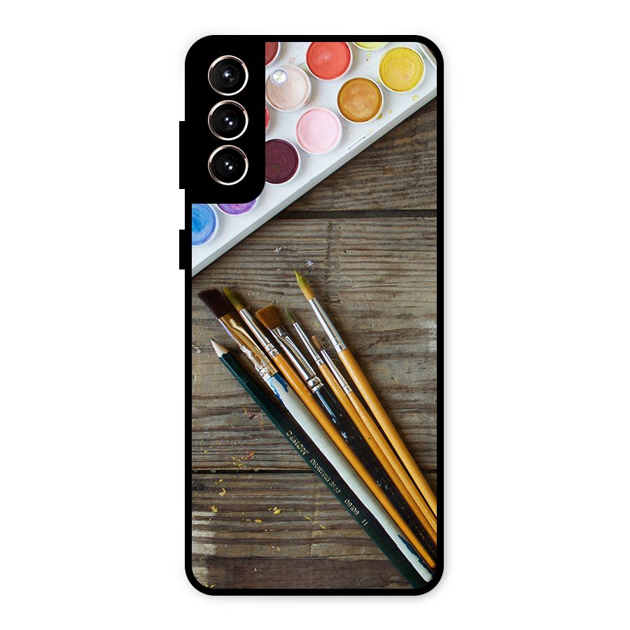 Color Palette and Brush Metal Back Case for Galaxy S21 Plus