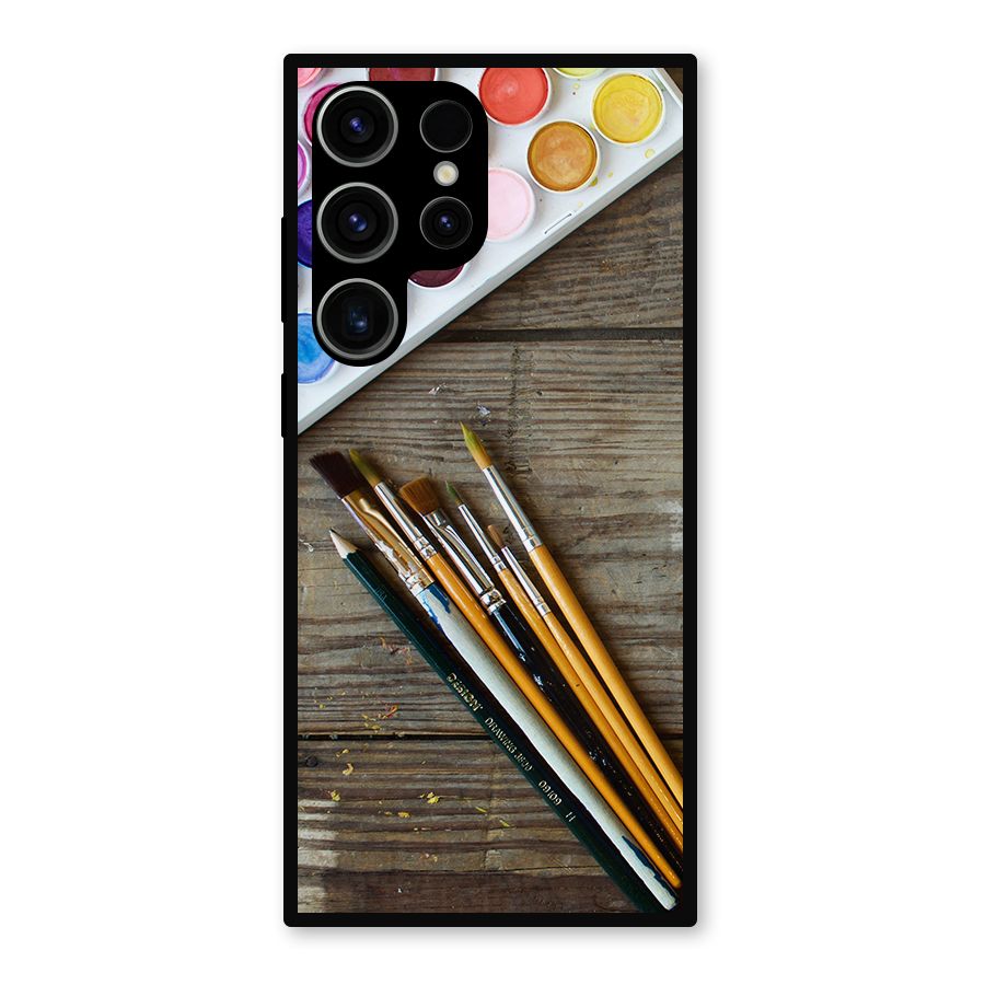 Color Palette and Brush Metal Back Case for Galaxy S23 Ultra