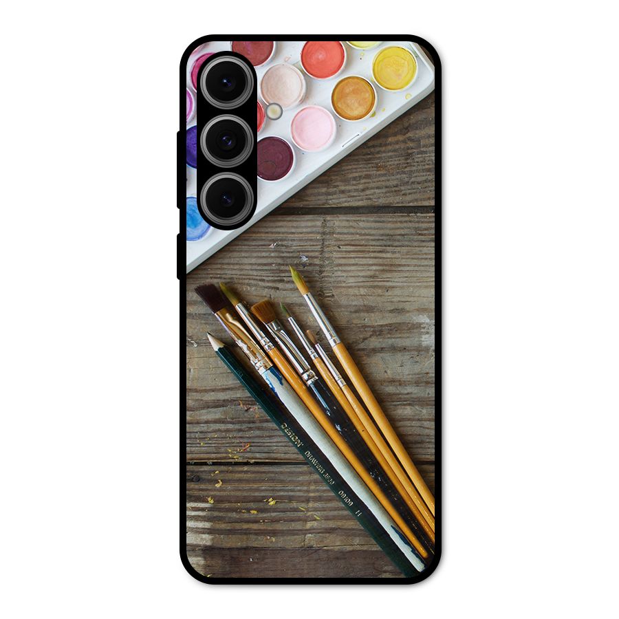 Color Palette and Brush Metal Back Case for Galaxy S24 FE
