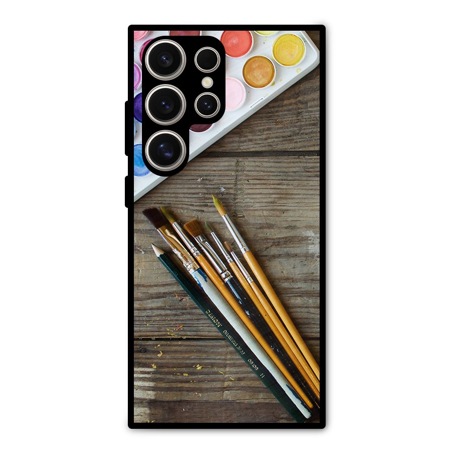 Color Palette and Brush Metal Back Case for Galaxy S24 Ultra