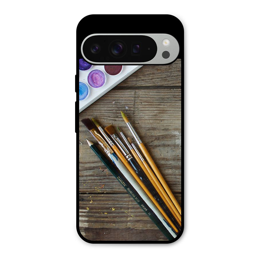 Color Palette and Brush Metal Back Case for Google Pixel 9 Pro XL