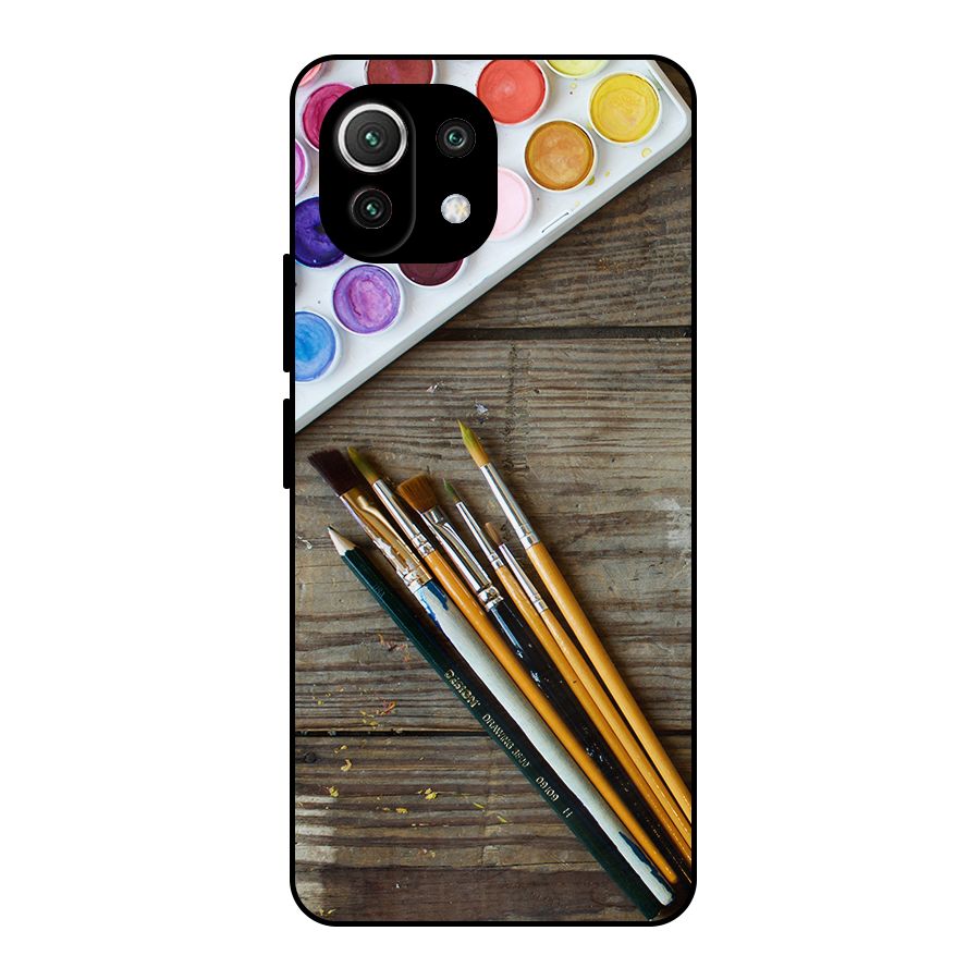 Color Palette and Brush Metal Back Case for Mi 11 Lite NE 5G