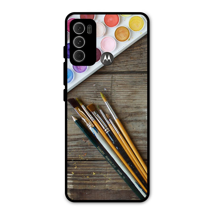Color Palette and Brush Metal Back Case for Moto G60