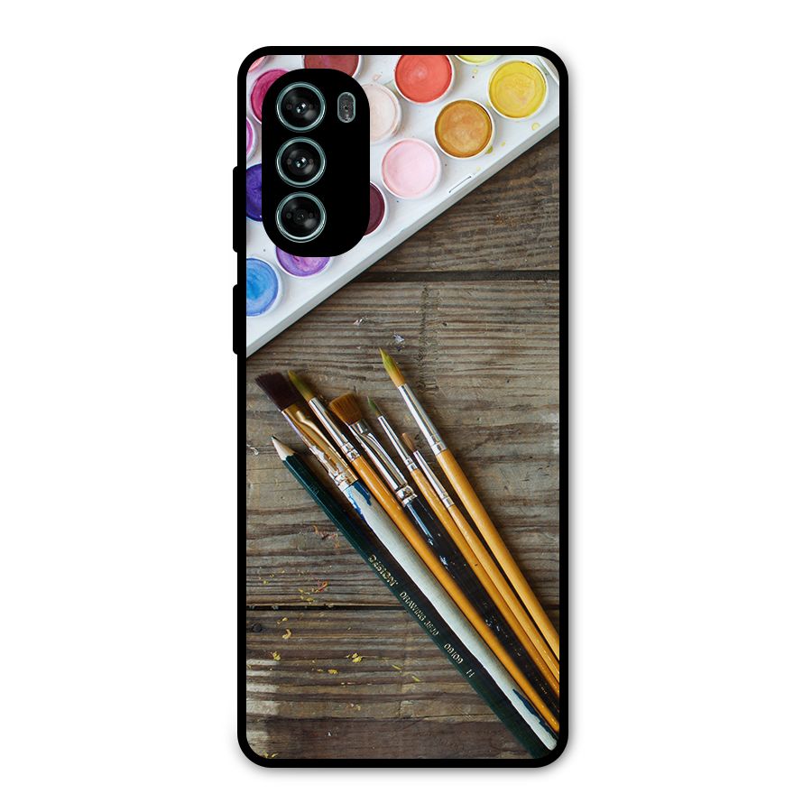Color Palette and Brush Metal Back Case for Moto G62