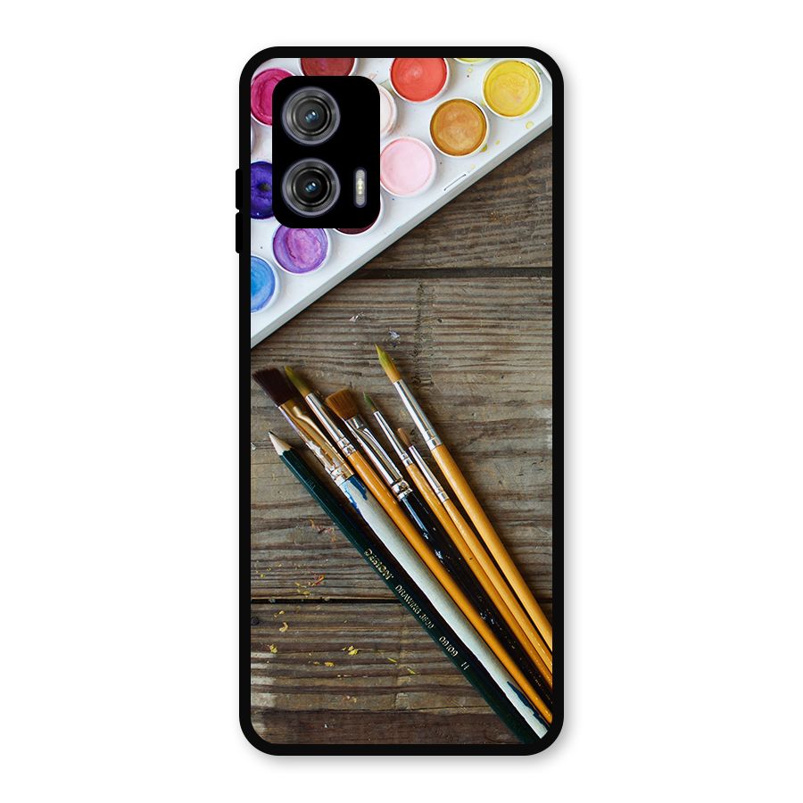 Color Palette and Brush Metal Back Case for Moto G73