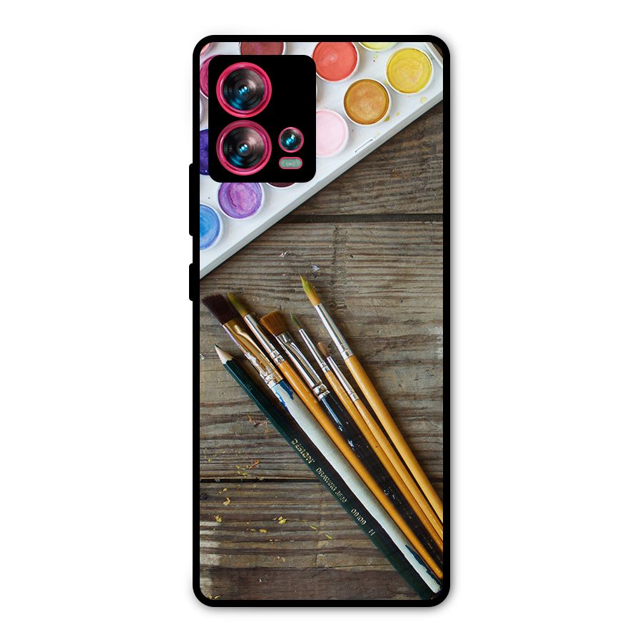 Color Palette and Brush Metal Back Case for Motorola Edge 30 Fusion