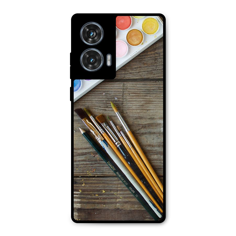 Color Palette and Brush Metal Back Case for Motorola Edge 50 Fusion