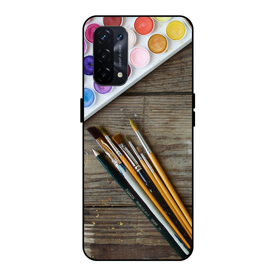 Color Palette and Brush Metal Back Case for Oppo A74 5G