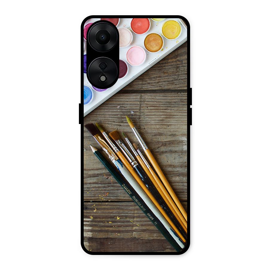 Color Palette and Brush Metal Back Case for Oppo A78 5G