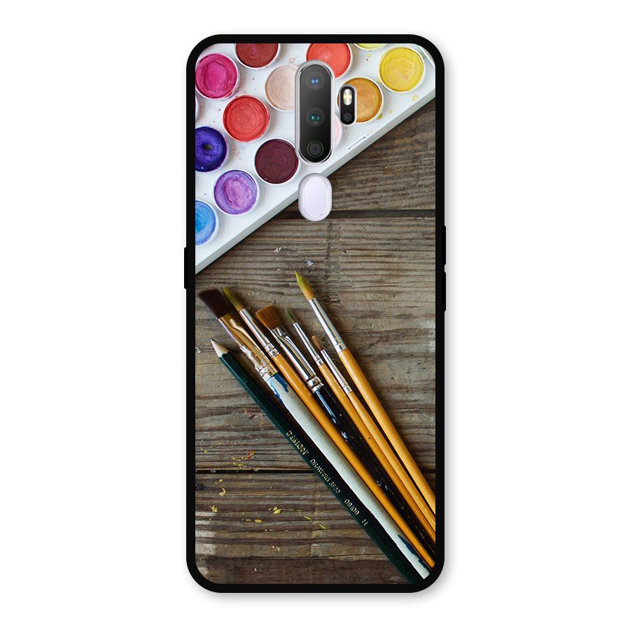 Color Palette and Brush Metal Back Case for Oppo A9 (2020)