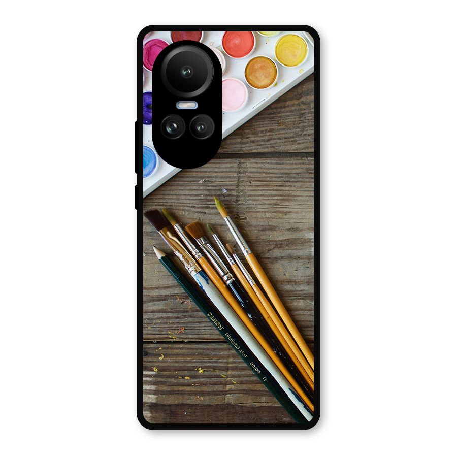 Color Palette and Brush Metal Back Case for Oppo Reno10 Pro