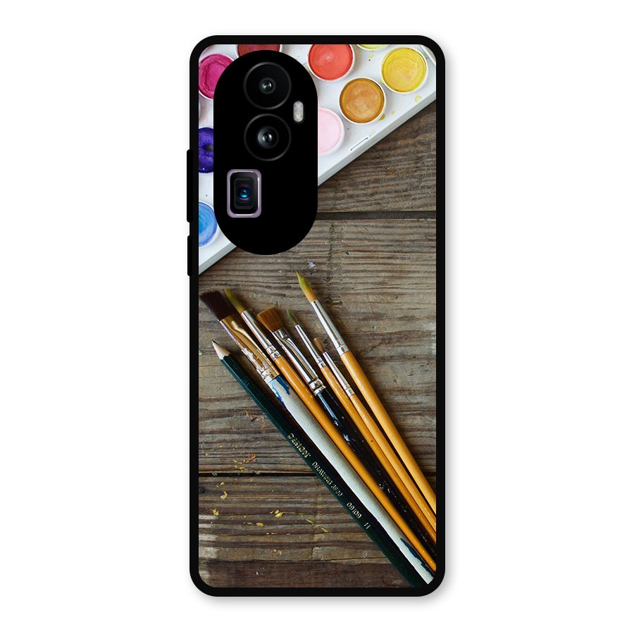 Color Palette and Brush Metal Back Case for Oppo Reno10 Pro Plus