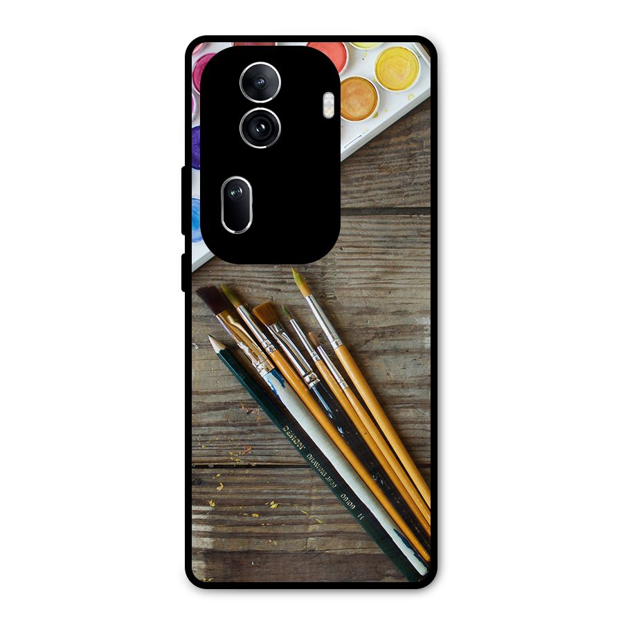 Color Palette and Brush Metal Back Case for Oppo Reno11 Pro 5G