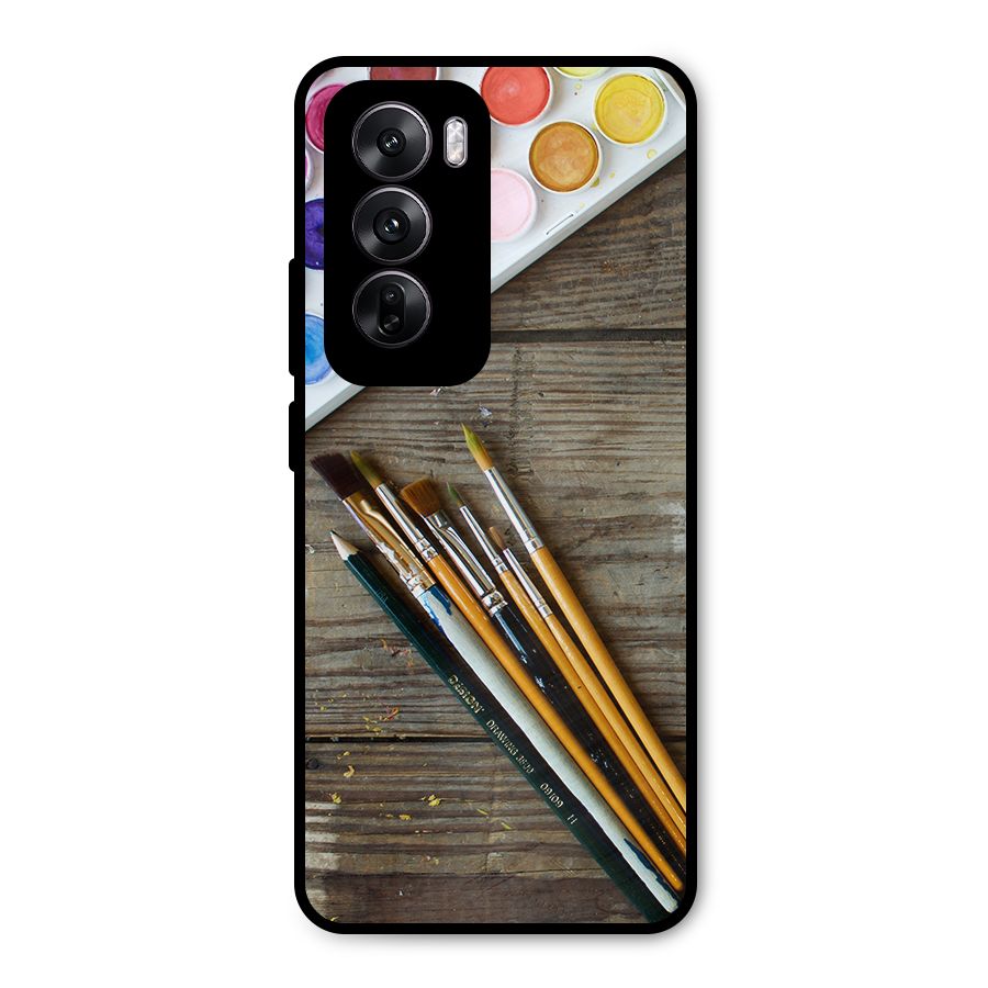 Color Palette and Brush Metal Back Case for Oppo Reno12
