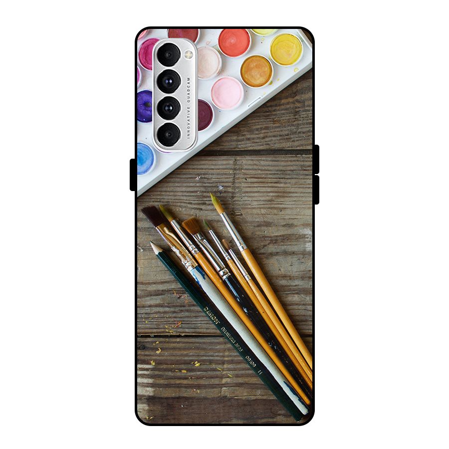 Color Palette and Brush Metal Back Case for Oppo Reno4 Pro