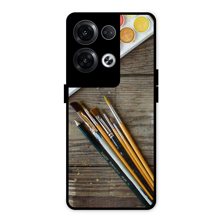 Color Palette and Brush Metal Back Case for Oppo Reno8 Pro 5G