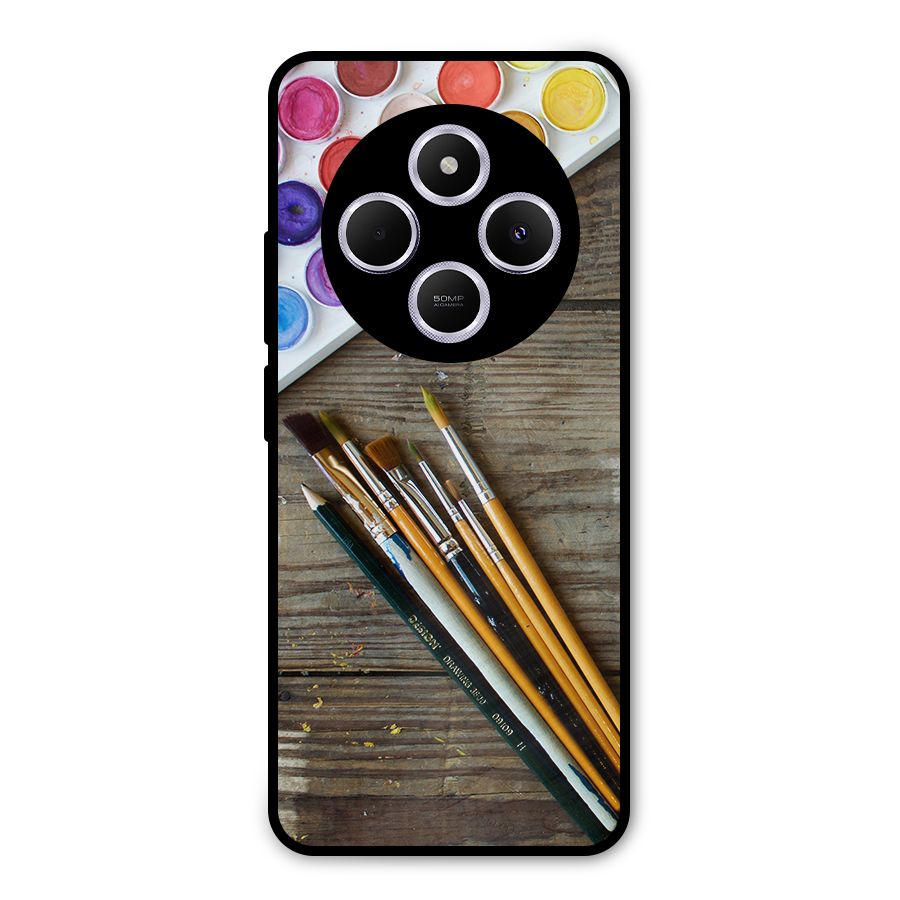 Color Palette and Brush Metal Back Case for Poco C75 5G