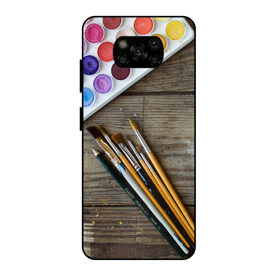 Color Palette and Brush Metal Back Case for Poco X3