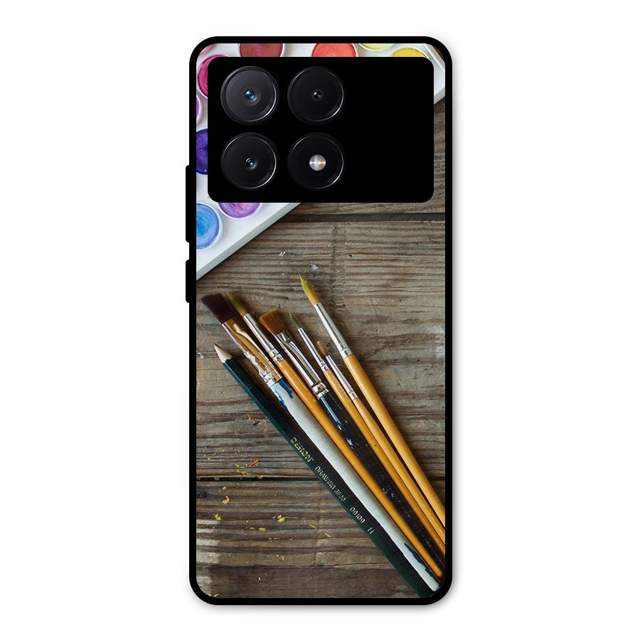 Color Palette and Brush Metal Back Case for Poco X6 Pro