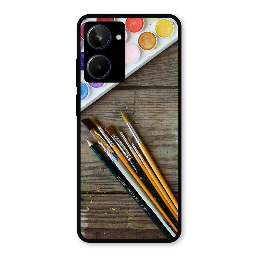 Color Palette and Brush Metal Back Case for Realme 10