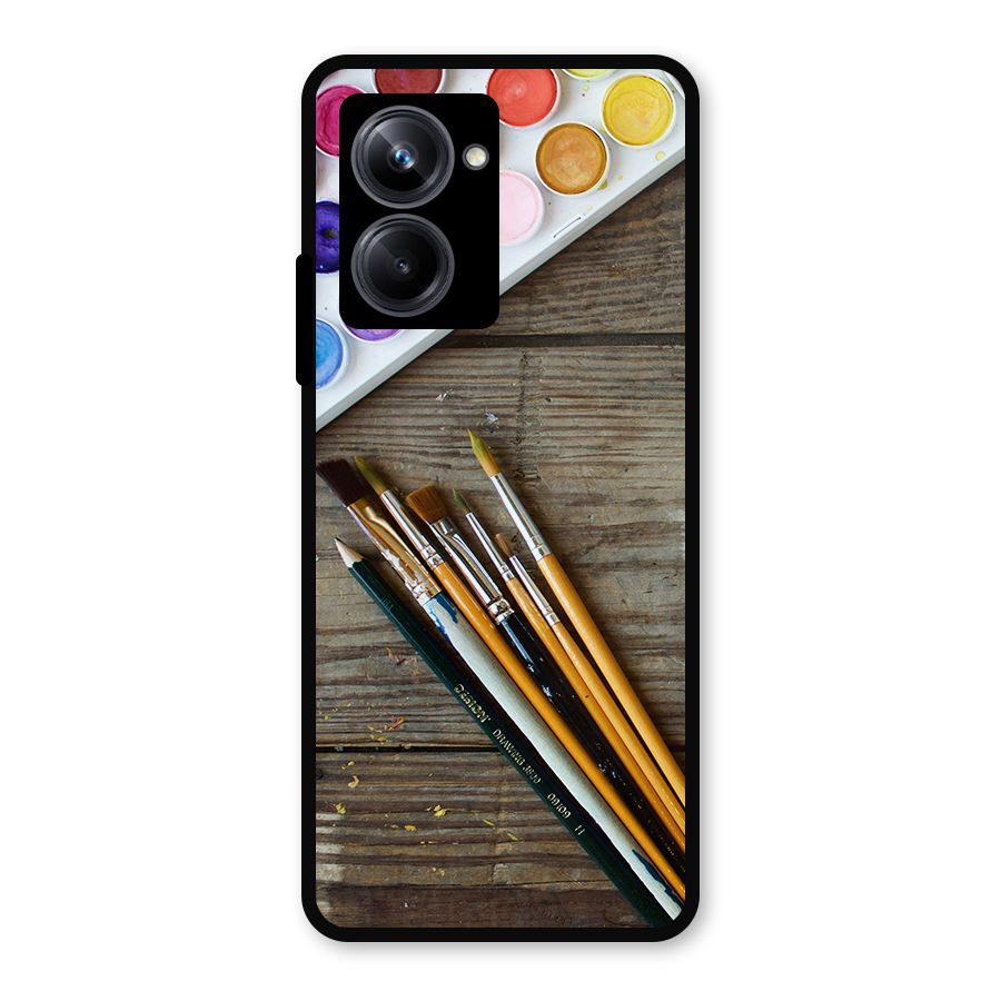 Color Palette and Brush Metal Back Case for Realme 10 Pro